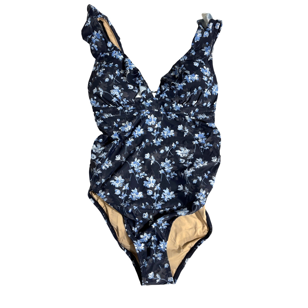 NWT A‎ Pea In The Pod One Piece Swimsuit, Lace Up Back, Flutter Straps, Sz XS